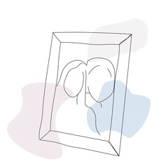 Line art: it is a photo in a frame; the couple is captured 