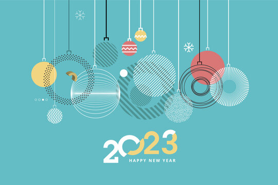 Happy New Year 2023 modern greeting card design. Vector illustration for background, greeting card, party invitation card, website banner, social media banner, marketing material.