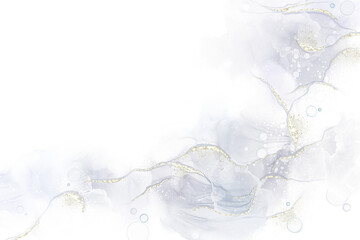 Abstract fluid art background decorated with glittering gold