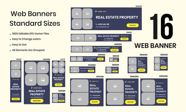 Real estate house web set banner design for social media post