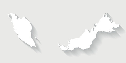 Simple white Malaysia map on gray background, vectorfile