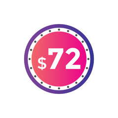 Monthly 72 Dollar price tag or sticker. one dollars sales tag. shopping promotion marketing concept. sale promotion Price Sticker Design
