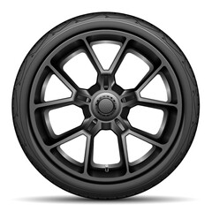 Aluminum wheel car tire style racing on white background vector - obrazy, fototapety, plakaty