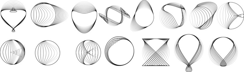 Lines in Circle Form . Spiral Vector Illustration .Technology round. Wave Logo . Design element . glitched lines .Abstract Geometric round shape 