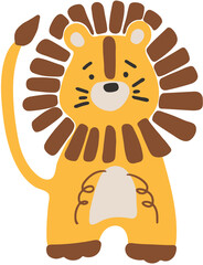Abstract baby lion Png, boho baby animal, cute animal isolated, funny lion, adorable lion for print, Png illustration	