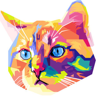 cute and funny cat head wpap pop art style