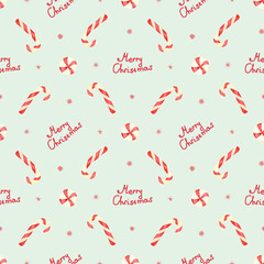 Watercolor Christmas seamless pattern with Candy Canes. Pattern with Striped Red Lollipops. Merry Christmas. Illustration For Winter Holidays. Design for packaging and textiles.