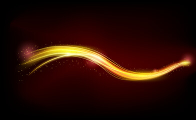 abstract background Golden streaks of light wavy in the dark. Business Presentation Vector Template Used For Decoration, Advertising Design, Website Or Publication, Banner And Poster And Brochure