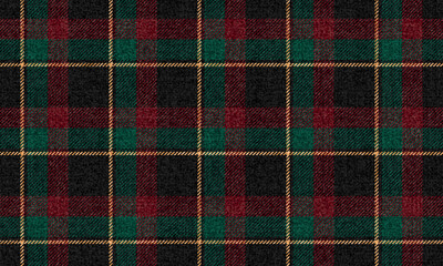 grungy ragged old dark fabric texture of classic mens wool suit, red green yellow stripes on black checkered gingham seamless pattern for plaid tablecloths shirts tartan clothes dresses bedding tweed