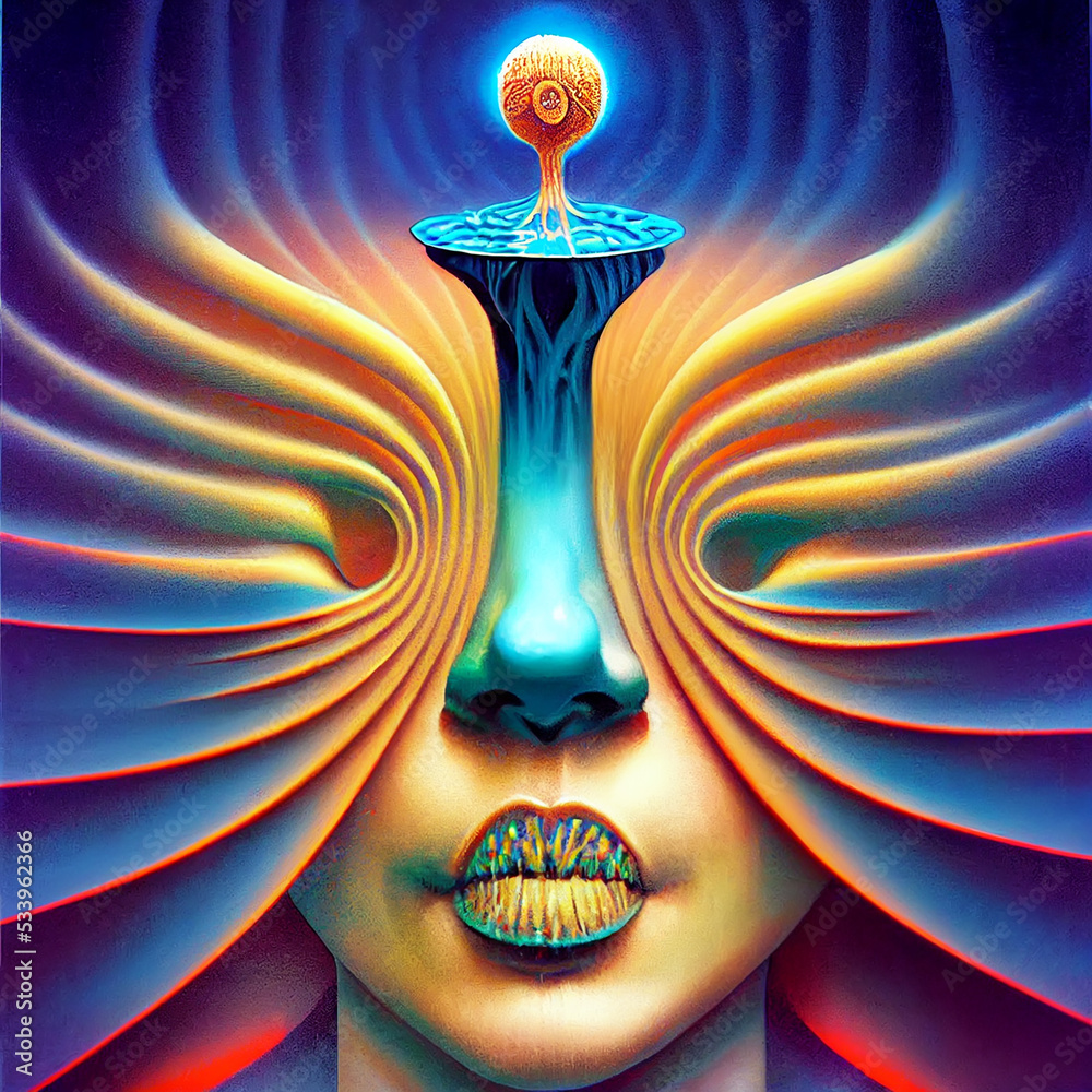 Wall mural psychedelic human portrait