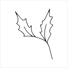 Simple one line drawing of leaves