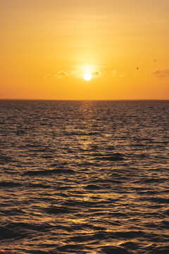 Sunset over the bay in South Padre Island vertical pic