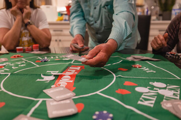 Card being dealt during a poker game