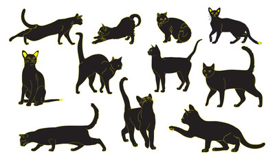 Set of cats silhouettes