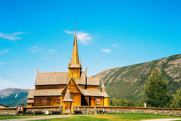 Fototapeta na wymiar The old and beautiful Church in Lom, Norway