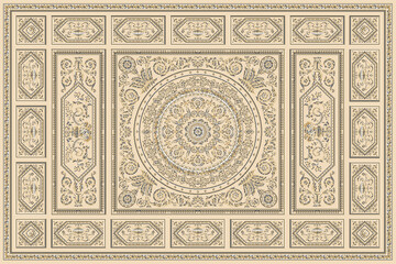 Fototapeta na wymiar Aubusson rugs french style modern carpet UHQ resulation full quality JPEG format frame border natural gray red european old persia turk belgium
