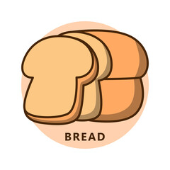 Bread breakfast menu illustration cartoon. food and drink logo. Bakery and pastry icon