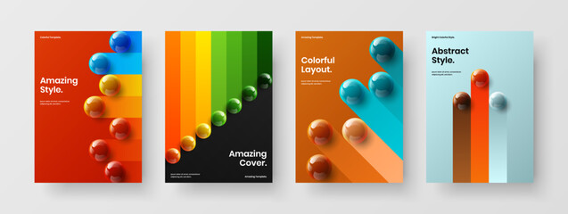 Abstract presentation vector design concept composition. Creative realistic balls annual report template set.