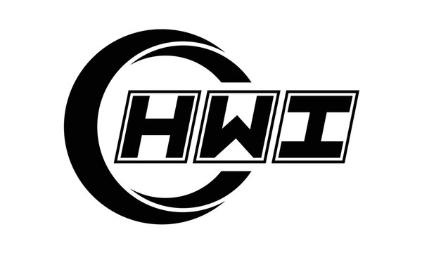 HWI three-letter circle logo design. custom font logo vector template | abstract logo | word mark logo | letter mark logo | business logo | minimalist logo | font logo | 