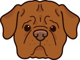 Simple and adorable French Mastiff illustration front face