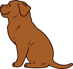 Simple and adorable French Mastiff illustration sitting in side view