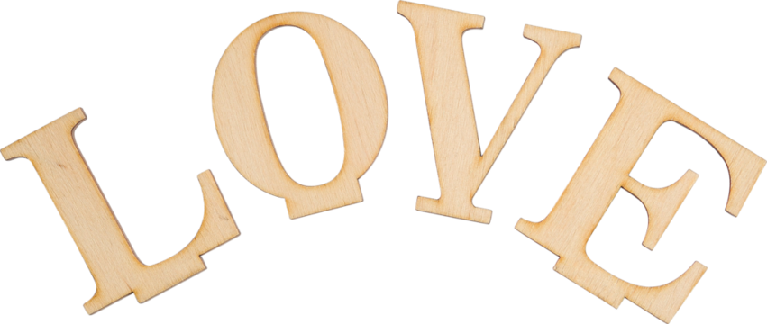 Wooden letters forming word LOVE isolated png transparent on valentine day - Powered by Adobe