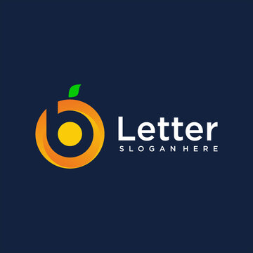 OB Letter With Fruit Orange Logo Design Template