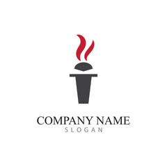 torch logo icon with concept vector illustration template