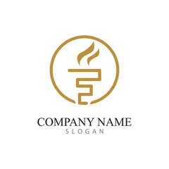 torch logo icon with concept vector illustration template