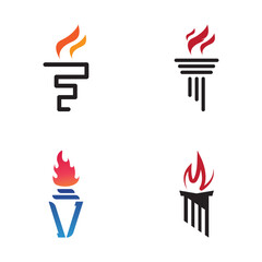 torch logo icon with concept vector illustration template