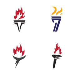 torch logo icon with concept vector illustration template