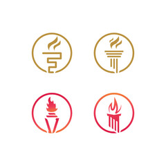 torch logo icon with concept vector illustration template