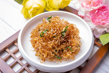 Korean food side dish Stir-fried dried squid