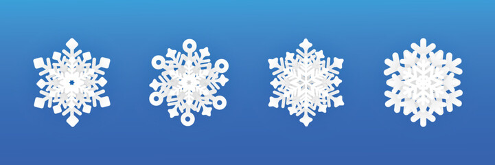Icon set of snowflakes. Various winter snowflakes vector set. New year and christmas design elements. Vector illustration