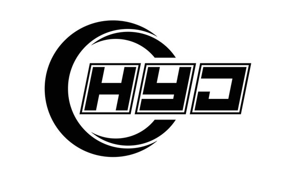 HYJ three-letter circle logo design. custom font logo vector template | abstract logo | word mark logo | letter mark logo | business logo | minimalist logo | font logo | 