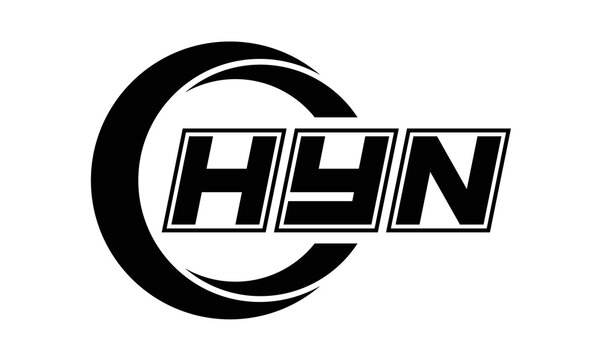 HYN three-letter circle logo design. custom font logo vector template | abstract logo | word mark logo | letter mark logo | business logo | minimalist logo | font logo | 