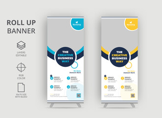 Roll up banner stand template design, Red Business Roll Up Banner. Abstract Roll up the background for the Presentation,
