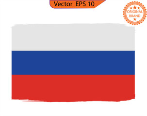 Russia colorful brush strokes painted national country Russian flag icon. Painted texture. Flag of Russia. Vector illustration on transparent background. Beautiful brush strokes. Abstract concept. 