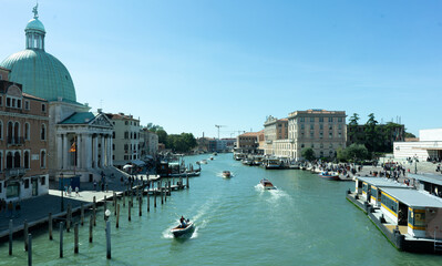  Venice grand canal. Grand canal view from the infamous Rialto bridge