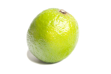 Fresh green lime fruit isolated on white background.