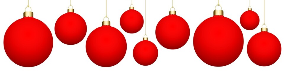 Banner with red Christmas balls