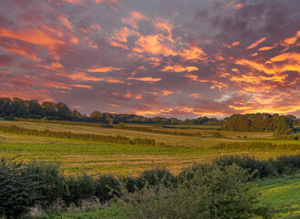 Beautiful Scottish Farmlands at Sunset with farming fields at the heart of Burns country in Irvine Scotland