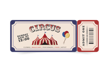 Vector vintage circus ticket. Festival invitation, carnival ticket admit one printable template