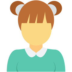 Young Girl Colored Vector Icon