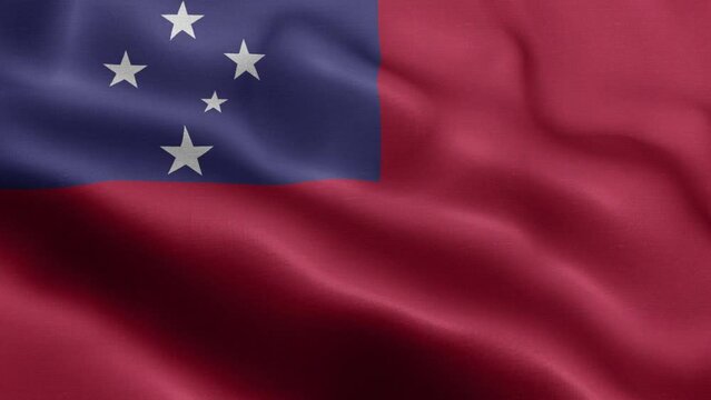 Flag Of Samoa - Samoa Flag High Detail - National flag Samoa wave Pattern loopable Elements - Seamless loop - Highly Detailed Flag - The flag of fluttering in the wind - Highly detailed animation of