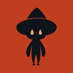 Cute Wizard, Halloween Mage, Vector Art Silhouette