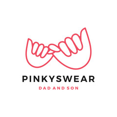 pinky swear promise dad and son daughter little finger hand logo vector icon illustration