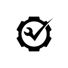 Service Check Wrench Gear Cogs Logo vector Icon Illustration