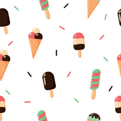 The pattern with Ice Cream. Vector illustration