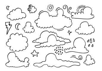 Hand drawn weather collection. Flat style vector illustration on white background.